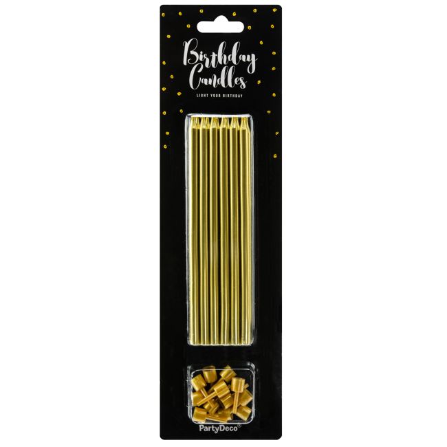 Candele compleanno dorate ritorte PartyDeco 14 cm - 8 pezzi