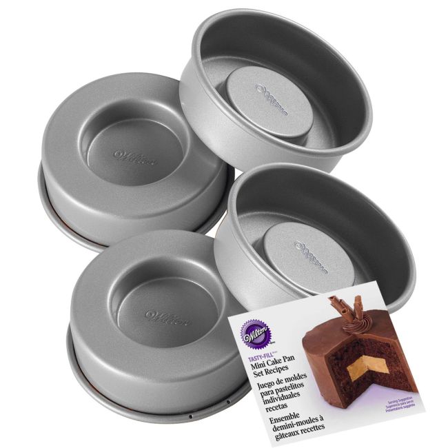 Wilton Mini Tasty-Fill Set 4 Stampi Per Mini Torte Farcite – Acciaio Antiaderente, 10x3 Cm