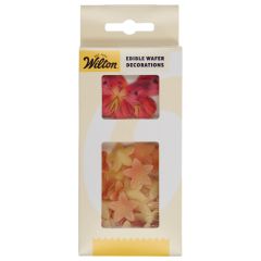 Wilton Edible Wafer Decorations Flowers & Butterflies Orange Pink set/30
