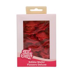 FunCakes Edible Wafer Flowers Deluxe Rose Rosalia Red Medium pk/15