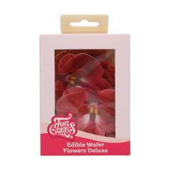 FunCakes Edible Wafer Flowers Deluxe Orchid Red Medium pk/10