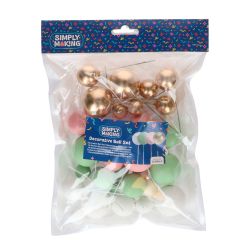 Simply Making Decorative Ball Set Pastel Pink Green & Gold pk/32