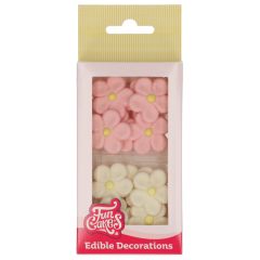 FunCakes Fondant Decorations Daisies White/Pink set/12
