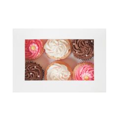 House of Marie Cupcake Box with Window White 6 pk/2