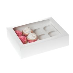 House of Marie Cupcake Box with Window White 12 pk/2