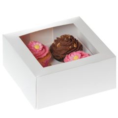 House of Marie Cupcake Box with Window White 4 pk/2