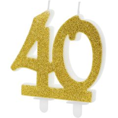 PartyDeco Number Candle 40 Modern Gold 10cm