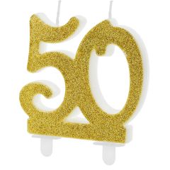 PartyDeco Number Candle 50 Modern Gold 10cm