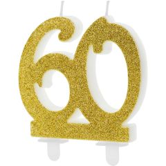 PartyDeco Number Candle 60 Modern Gold 10cm