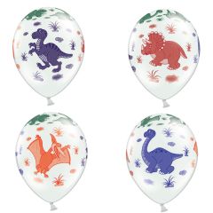 PartyDeco Balloons Dinosaurs Pastel White pk/6