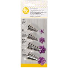Wilton Decorating Tip Flowers #109, #129, #190, #225 set/4