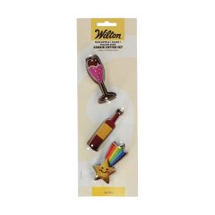 Wilton Cookie Cutter Wine Bottle/Glass/Falling Star set/3