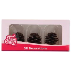 FunCakes Chocolate Decorations 3D Pine Cones pk/3