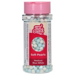 FunCakes Soft Pearls Medium Bleu/Blanc 60 g