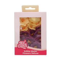 FunCakes Flores de Papel Comestibles Deluxe Hortensia Morado/Amarillo Pequeña pk/18