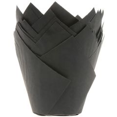 House of Marie Tulip Baking Cups - Black pk/36