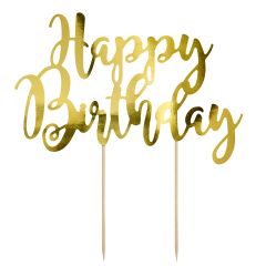PartyDeco Cake Topper Happy Birthday - Oro
