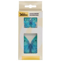 Wilton Eetbare Papieren Decoraties Vlinders Ombre Blauw set/8  