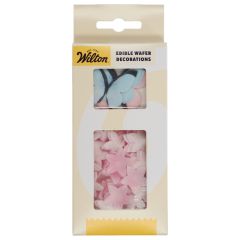 Wilton Edible Wafer Decorations Flowers & Butterflies Pastel Pink set/30 