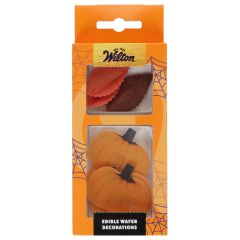 Wilton Edible Wafer Decorations Autumn Leaves and Pumpkins set/10