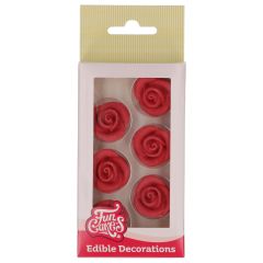 FunCakes Décorations en Pâte à Sucre Roses Rouge set/6