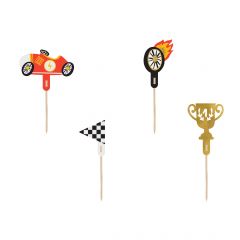 PartyDeco Cupcake Toppers - Cars - 12cm pk/4