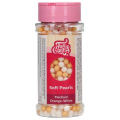 FunCakes Perle morbide medie arancione/bianco 60 g