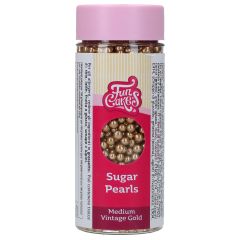 FunCakes Sugar Pearls Medium Vintage Gold 80g