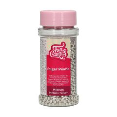 FunCakes Perles en Sucre Moyennes Argent Métallique 80 g