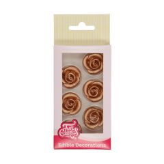 FunCakes Décorations en massepain Roses Bronze Or Set/6