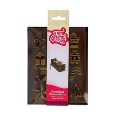 FunCakes Decoraciones de Chocolate Oro Navidad Set/12