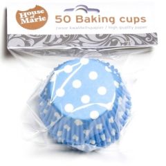House of Marie Baking cups Stip Blauw - pk/48