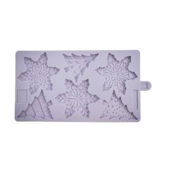Karen Davies Stampo in silicone - Fiocchi di neve e alberi