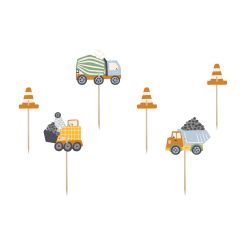 PartyDeco Cupcake Toppers - Travaux de Construction pk/6