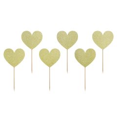 PartyDeco Cupcake Toppers Sweet Love - Cœurs Set/6
