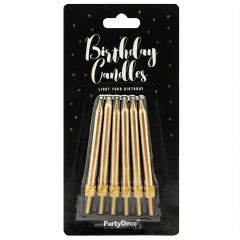 PartyDeco Candele di Compleanno Oro Pianura 6cm pk/6