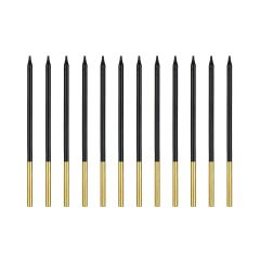 PartyDeco Candles Black/Gold 12/pcs