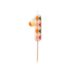 PartyDeco Candela Numero 1 Rombo 5,5 cm