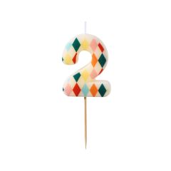 PartyDeco Candela Numero 2 Rombo 5,5 cm