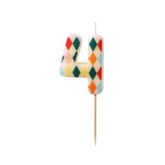 PartyDeco Candela Numero 4 Rombo 5,5 cm
