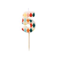 PartyDeco Candela Numero 5 Rombo 5,5 cm