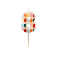 PartyDeco Candela Numero 8 Rombo 5,5 cm