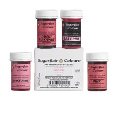 Sugarflair Paste Farbe Rosa Set/4