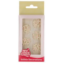 FunCakes Fondant Decorations Chrysanthemum White/Light Pink set/30