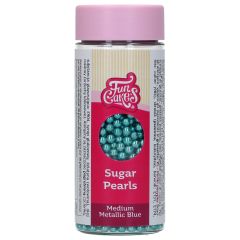 FunCakes Sugar Pearls Medium Metallic Blue 80g