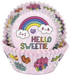 House of Marie Baking Cups Rainbow Pink pk/48