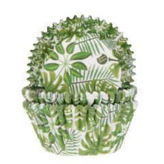 House of Marie Baking Cups Green Leaves pk/48