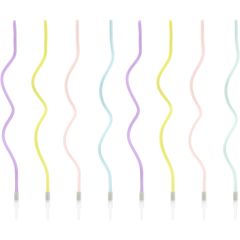 PartyDeco Birthday Candles Curl Pastel Mix 14cm pk/8