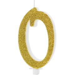 PartyDeco Number Candle 0 Modern Gold 10cm