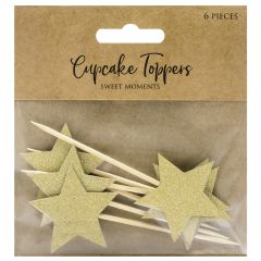 PartyDeco Cupcake Toppers Stars Gold set/6